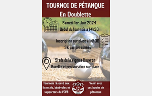 TOURNOI DE PETANQUE SAMEDI 1 JUIN