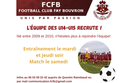LE FCFB RECRUTE !!